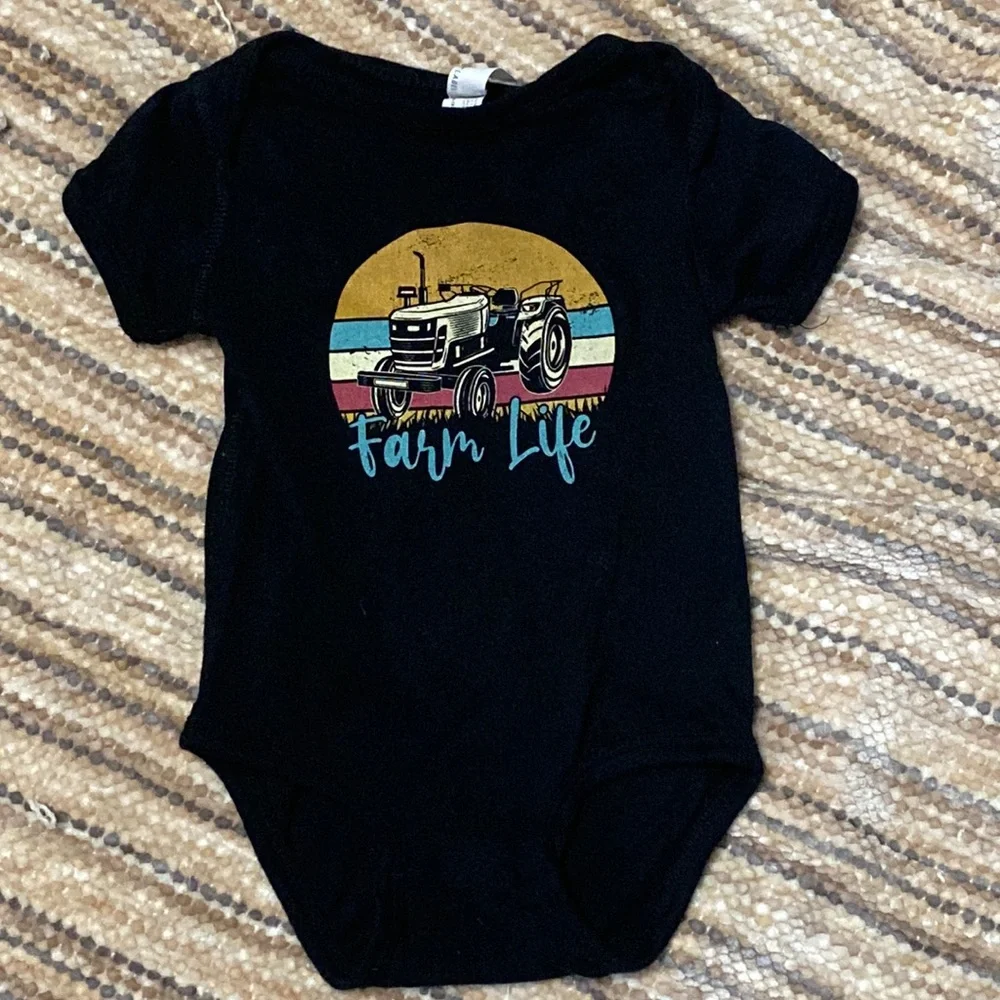 Rabbit Skins Farm Life Tractor Baby Boy Onesie 12 Months